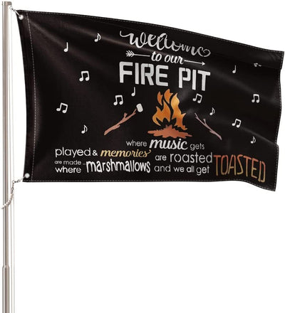  Welcome To Our Fire Pit Camping Garden Flag 