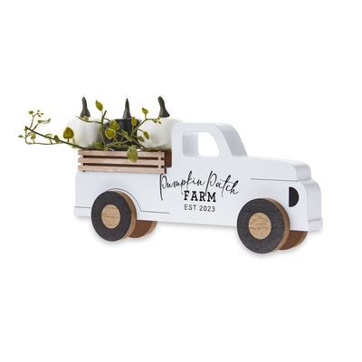 Harvest White Wood Truck Tabletop Decoration, 5.5", by