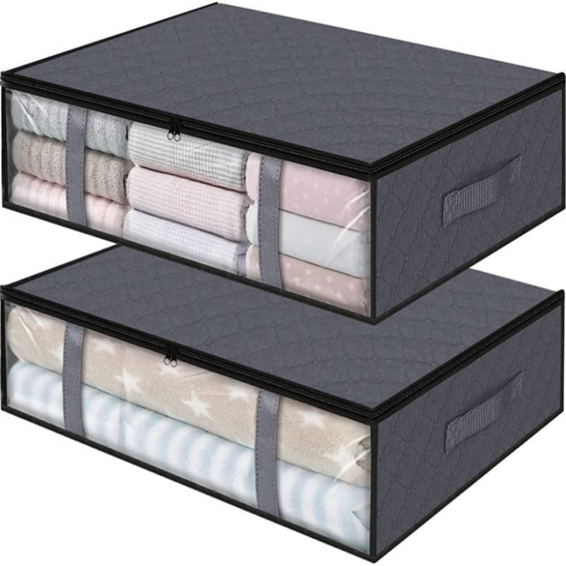 2-Pack Under Bed Storage Organizers - Under Bed Storage Containers for Organizing Clothing, Blankets & More