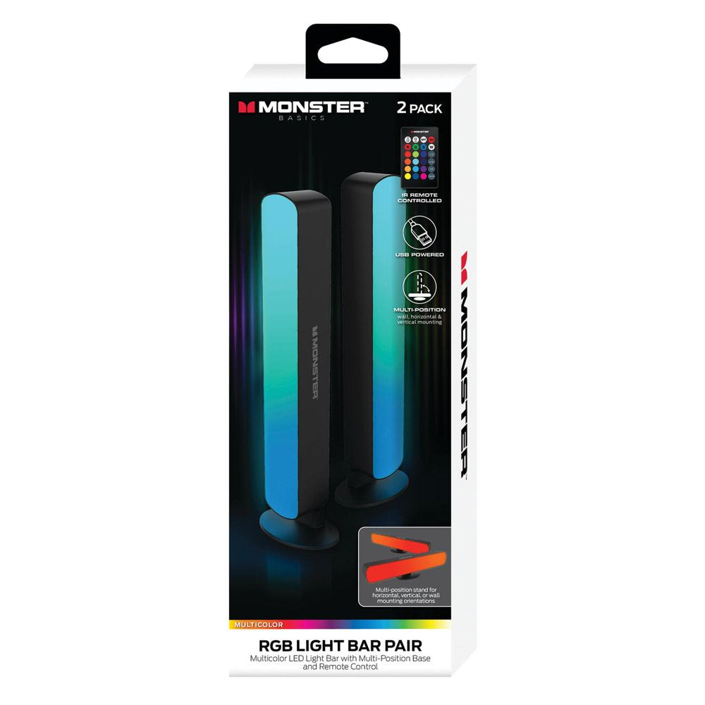 2 Pack Multi-Color LED Light Bar with Multi-Position Base