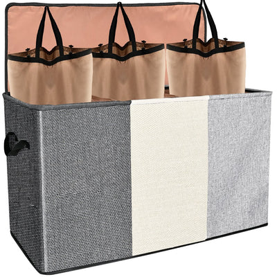 Double Laundry Hamper with Lid and Removable Laundry Bags, Large Collapsible 2 Dividers Dirty Clothes Basket with Handles for Bedroom, Laundry Room, Closet, Bathroom, College, Dark Gray