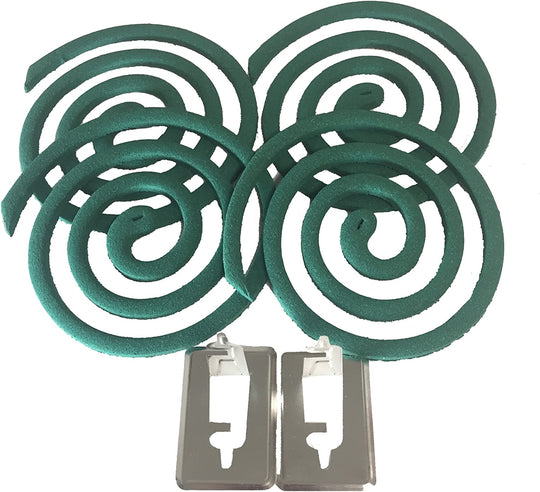 Mosquito Repellent Coils - Outdoor Use Reaches Up to 10 feet - Each Coil Burns for 5-7 Hours (Three Pack Contains 12 coils & 6 Coil Stands)