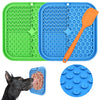  3Pcs Slow Feeder Dog Bowls with Suction Cups（Green Dog Lick Mat + Blue Lick Mat for Cats + Orange Spatula） for Dog Treats & Cat Food (Anti-Slip, Food Grade Silicone)