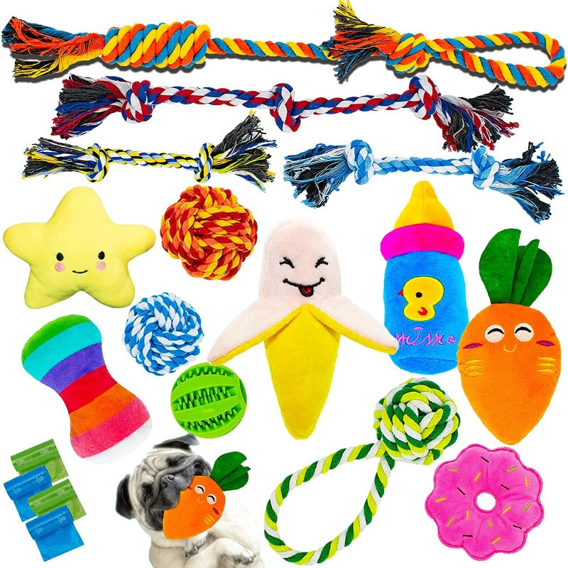 18 Pack Dog Toys for Small Dogs - Safe & Durable Cotton Dog Ropes & More