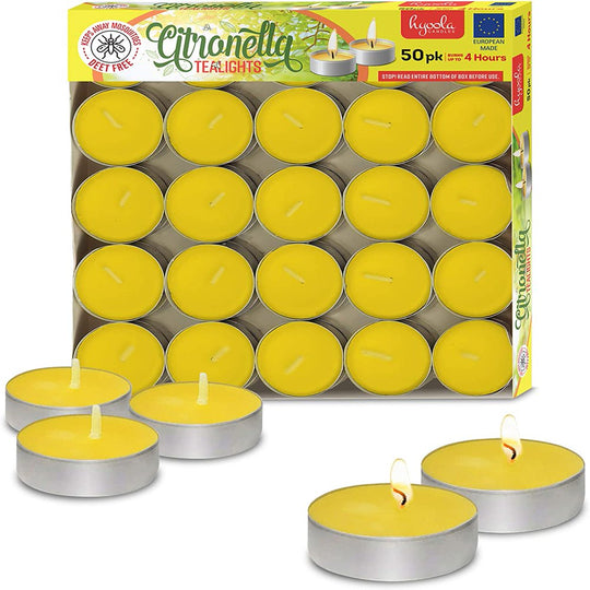 50 Pk  Indoor and Outdoor Tealight Citronella Candles