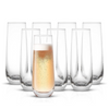 Set of 8 Stemless Crystal Champagne Flutes 9.4oz each