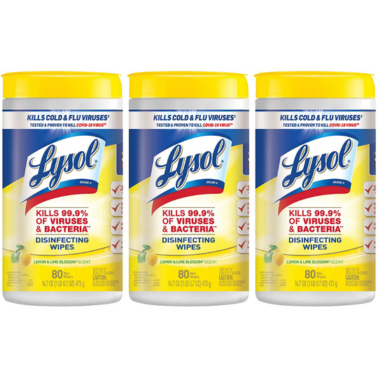 3 Pack Lysol Disinfectant Wipes, Multi-Surface Antibacterial Cleaning Wipes
