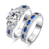 Ladies White CZ and Sapphire 925 Silver Ring