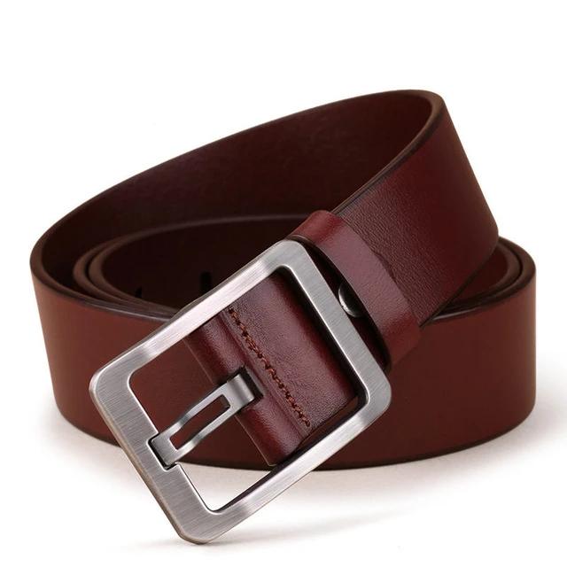 Men's Cowhide Genuine Leather Belt with Pin Buckle
