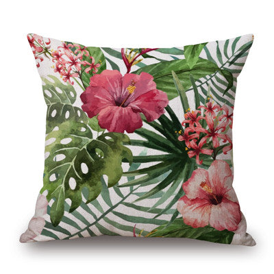Fashion High Quality Cotton Linen Tropical plant Flowers Grass  Decorative Throw Pillow Case Cushion Cover Sofa Home Decor