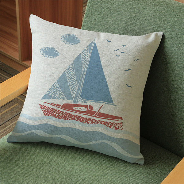Cushion Cover Ocean Beach Series Lighthouse Boat Pillow Case for Sofa Car Home Decorative Throw Pillow Cover