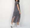 TWOTWINSTYLE Summer Korean Splicing Pleated Tulle T shirt Dress Women Big Size Black Gray Color Clothes New Fashion