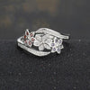 Women's Sterling Silver Tri-Color CZ Flower Ring
