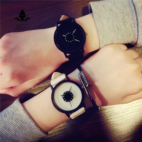 Women men quartz-watch BGG brand unique dial design lovers' watch