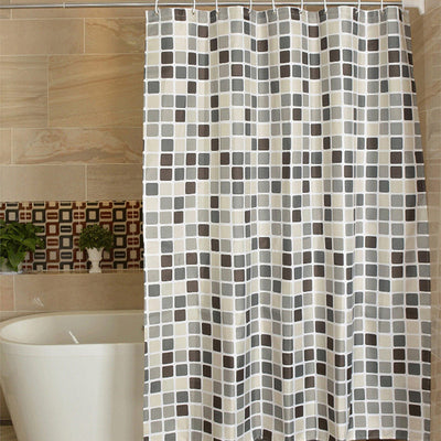Check Plaid Polyester Bathroom Waterproof Shower Curtains