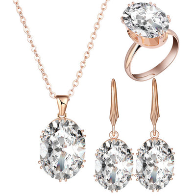 Women's Cubic Zirconia Jewelry Set with Ring, Earrings and Necklace