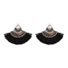 Bohemia Dangle Drop Earrings Women Accessories Fan Shaped Cotton Handmade Tassels Fringed Earrings Ethnic Jewelry