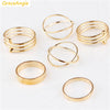 GraceAngie 6PCS/Set Gold Color Alloy Rings Trendy Stylish Jewelry Finger Tail Toe Ring Mix Shape Holiday Women Wearing