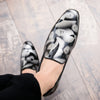 cool flowers print patent leather men shoes luxury italian brand camouflage male footwear mixcolors glossy oxford shoes for men