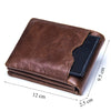 Genuine Crazy Horse Leather Men Wallets Trifold