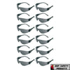 12 Pair Black Protective Safety Glasses with Grey Smoke Lens Lenses