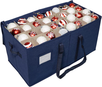 Large Christmas Ornament Storage Container Box with Zipper Closure