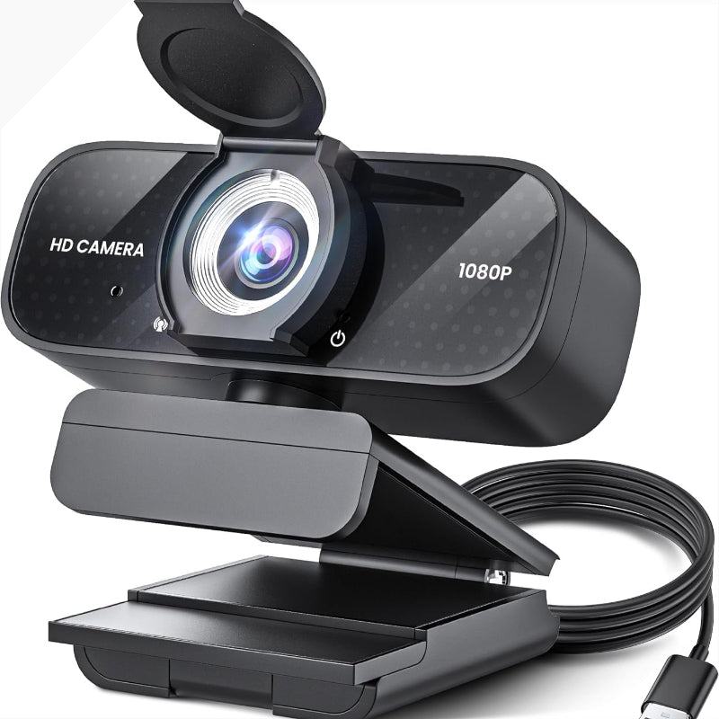 1080P Full HD Webcam with Microphone, Wide-Angle Camera, Privacy Cover for PC/Laptop