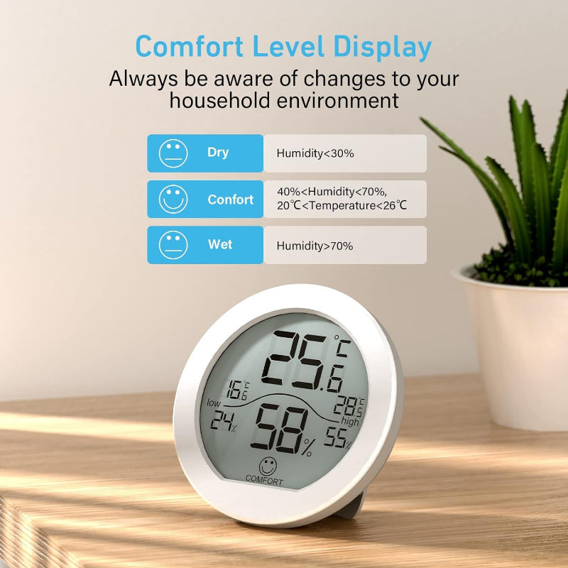 Digital Hygrometer Thermometer for Room Temperature and Humidity, LCD Sensor with Max/Min Records