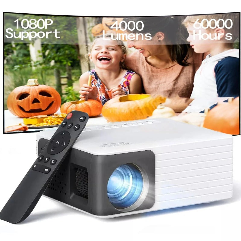 Mini Projector 1080P Supported,4000 Lumens LED 3.0 Outdoor Theater, 60000HRS Lamp Life