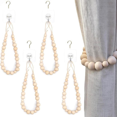 Wooden Bead Curtain or Drape Tieback Sets