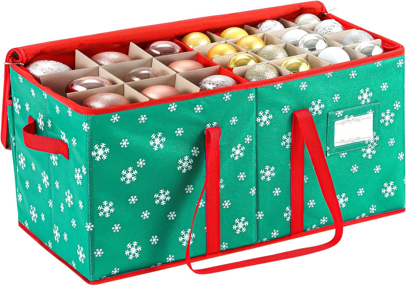 Large Christmas Ornament Storage Container Box with Zipper Closure