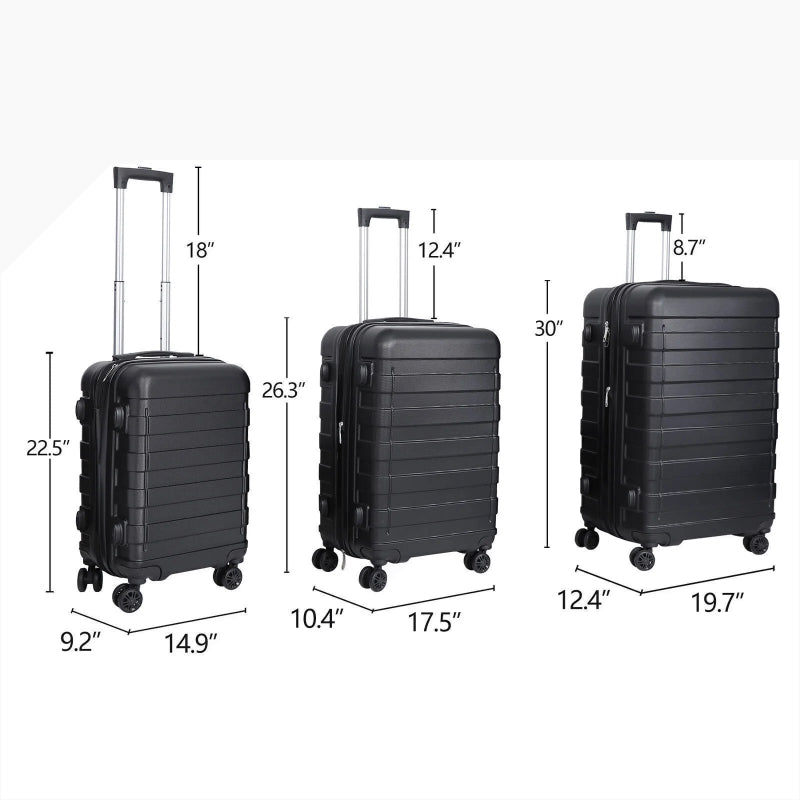 Luggage Set 3 Piece Expandable Spinner Suitcase W/Combination Lock 22.5"26.3"30"