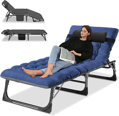 5 Position Folding Lounge Chair - Adjustable, Multi-Use Reclining Chair