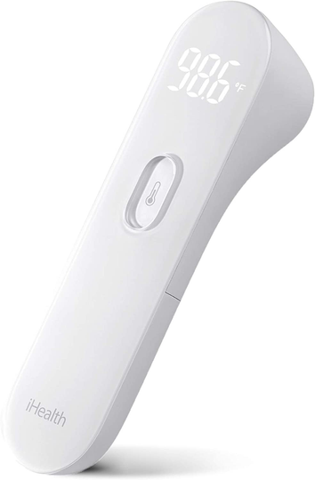 iHealth No-Touch Forehead Thermometer, Digital Infrared Thermometer for Adults and Kids, Touchless Baby Thermometer with 3 Ultra-Sensitive Sensors, Large LED Display and Gentle Vibration Alert (PT3)