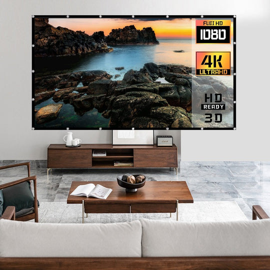 Foldable 120 Inch 4K Movie Projecting Screen 16:9 HD Portable Anti-Crease Indoor Outdoor