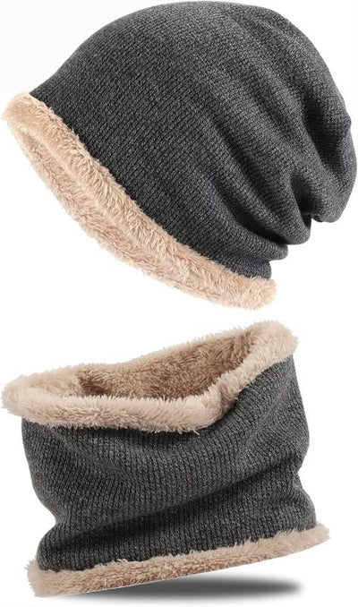  Unisex Warm Winter Beanie Hat & Scarf Set