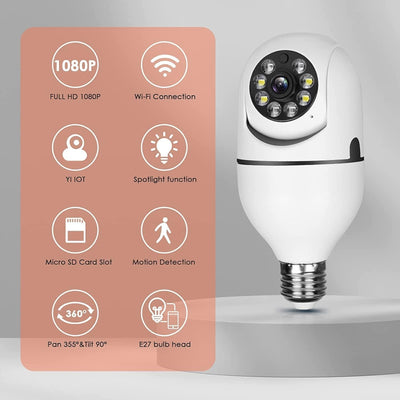 Light Bulb Security Camera - 2.4GHz & Wireless WiFi, 1080P - Supports 5G