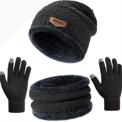 Winter Hat Beanie Scarf Gloves Set with Fleece Lining for Men and Women