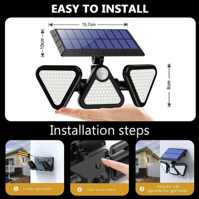 Multi Pack Solar Lights for Outdoors, 180 LED 6500K Motion Sensor Outdoor Lights, IP65 Waterproof 3 Heads 270° Wide Lighting Angle