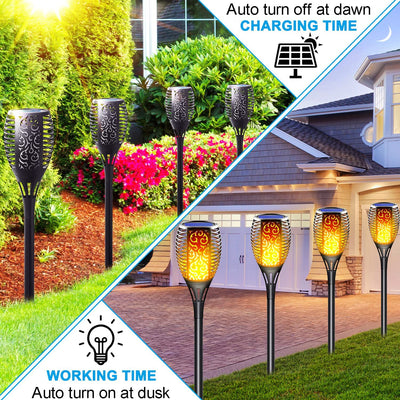 4 Pack Solar Lights Outdoor LED Light with Flickering Flame, Waterproof Solar Garden Lights for Path Landscape Patio Decor