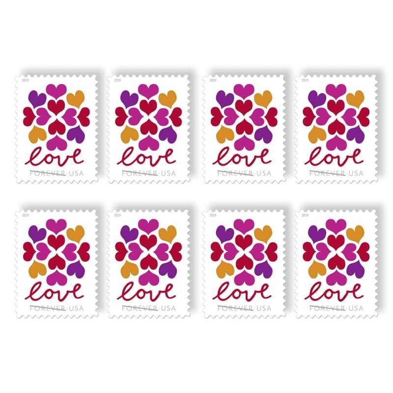 USPS HEARTS BLOSSOM LOVE 2019 Forever Stamps - Sheet of 20 Postage Stamps