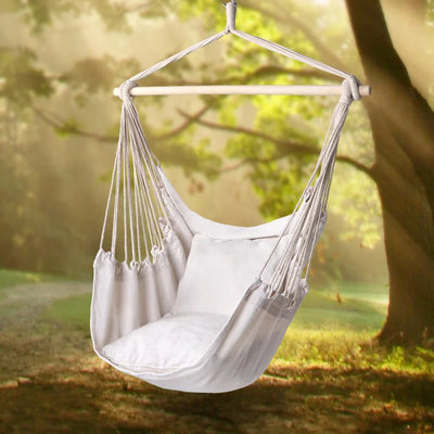 Hanging Rope Swing Chair Hammock with Two Pillows