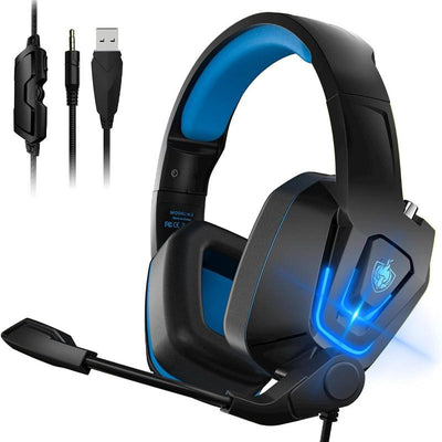 Wired Gaming Headset for PS4, Xbox One, PS5, Witch, H2 - Over-Ear Gaming Headphones with Noise Cancelling Mic & LED Lights