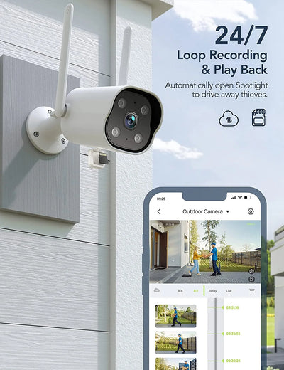 2K Wifi Outdoor Surveillance Cameras - PIR Motion Detection,Two-Way Audio, IP66 Waterproof & Night Vision