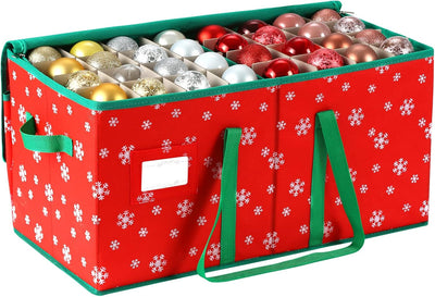 Large Christmas Ornament Storage Container Box with Zipper Closure