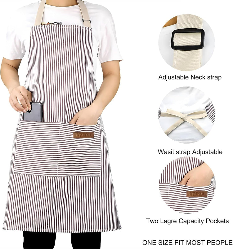 2 Pack Cooking Kitchen Aprons with Adjustable Bib and 2 Pockets