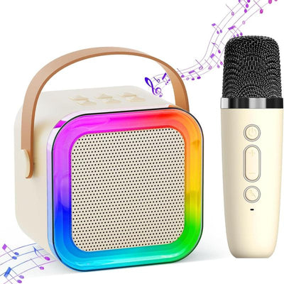 Mini Karaoke Machine for Kids & Adults, Portable Bluetooth Speaker wiht 2 Wireless Microphones with Fun Voice Changing Functions