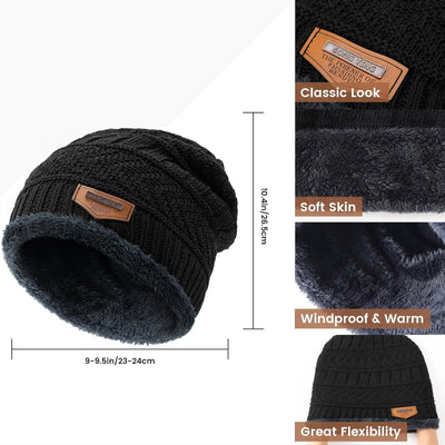 Winter Hat Beanie Scarf Gloves Set with Fleece Lining for Men and Women