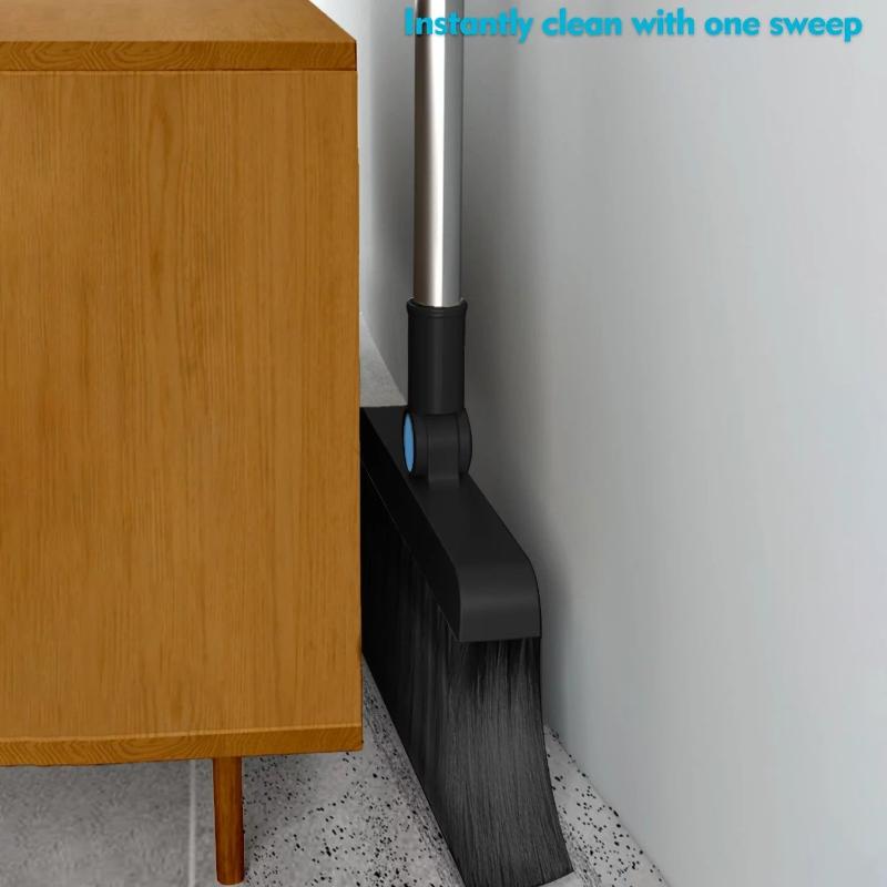 Steel Broom and Dustpan Set with 56.9" Long Handle