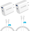 2-Pack USB C Charger - 20W Dual Port USB Fast Wall Chargers and Cables